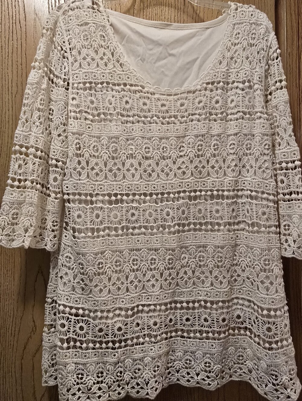 Christopher & Banks Cream Crochet Tunic Top